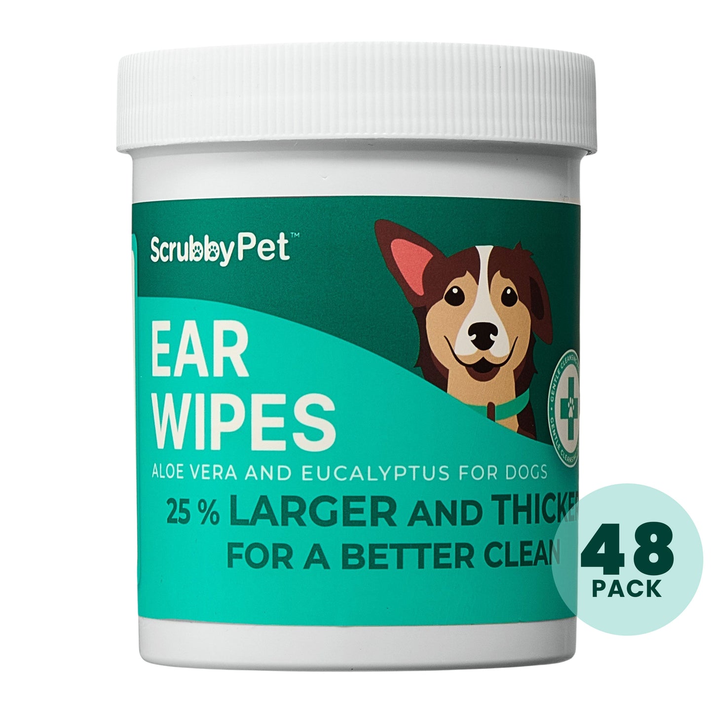Scrubby Pet Ear Wipes for Dogs, Aloe Vera & Eucalyptus - 48 Pack