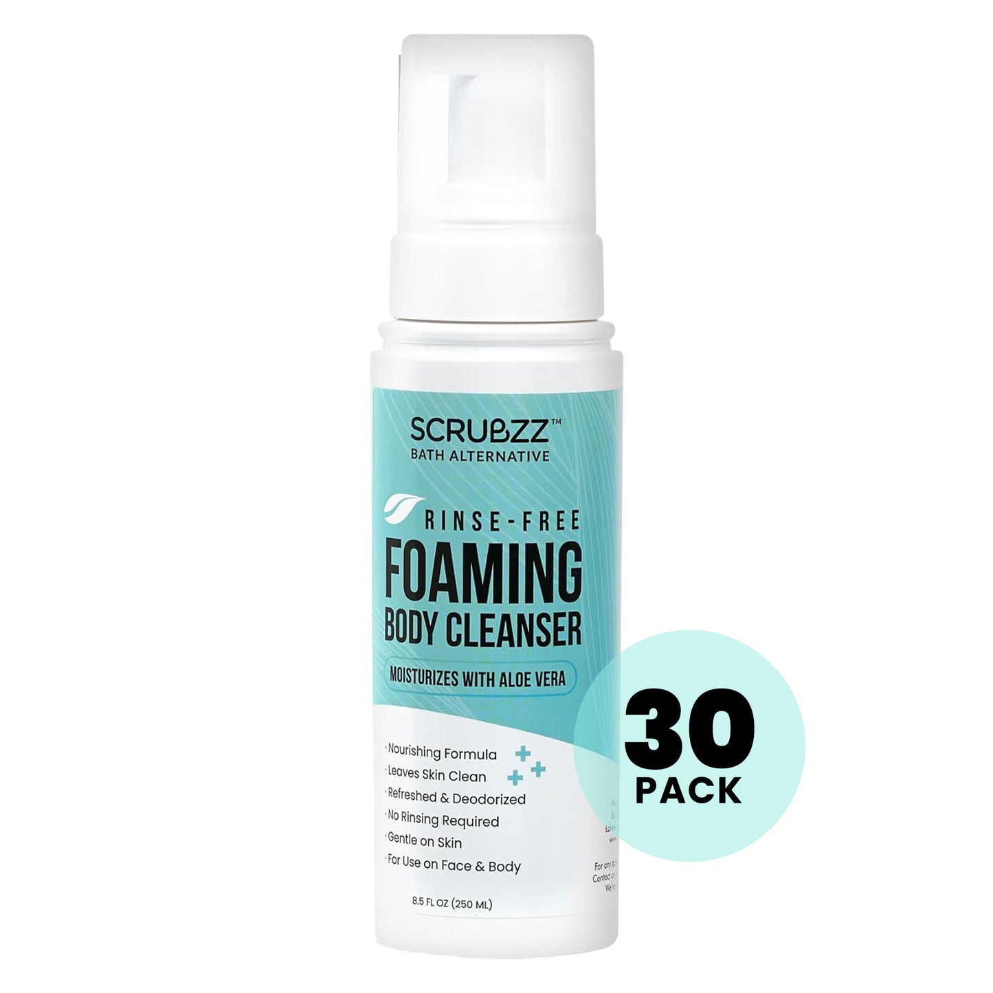 Scrubzz No Rinse Foaming Body Cleanser, Fresh Scent - 30 Count