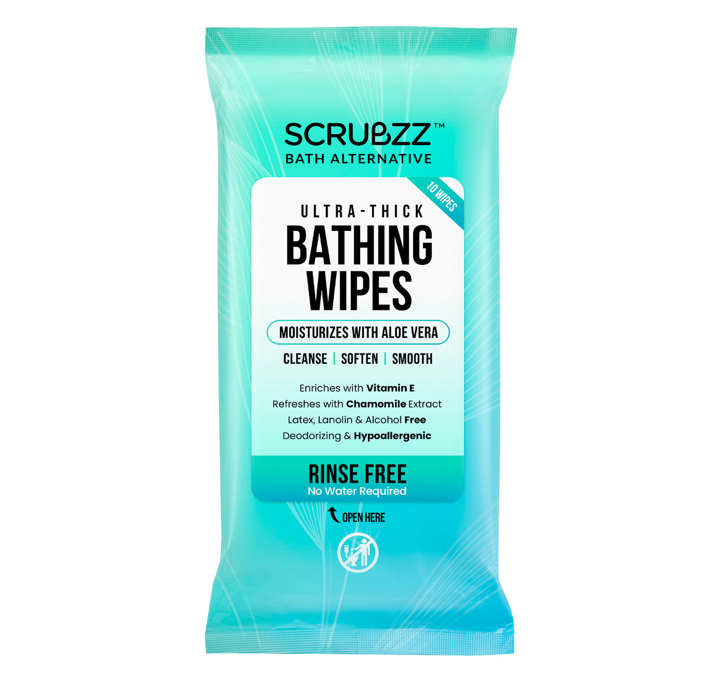 Scrubzz Ultra Thick Bathing Wipes for Adults - 8 Pack