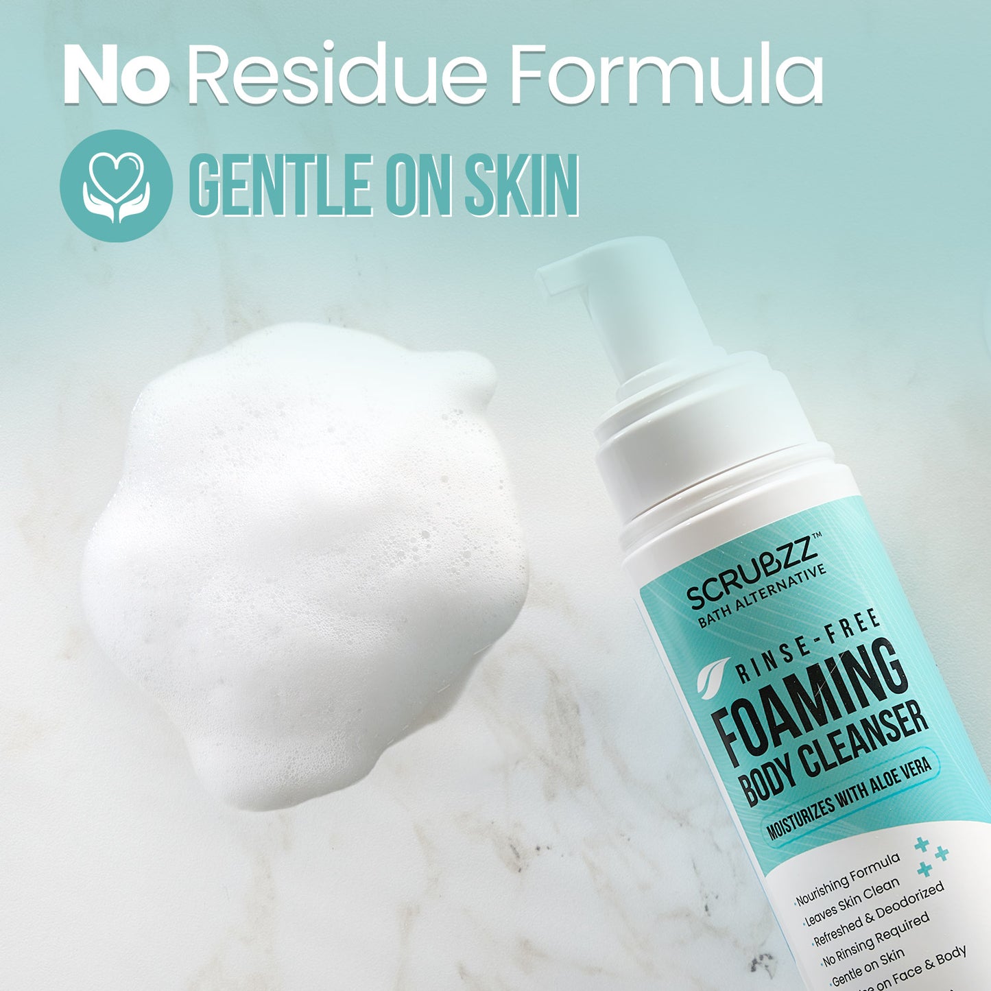 Scrubzz No Rinse Foaming Body Cleanser, Fresh Scent - 30 Count