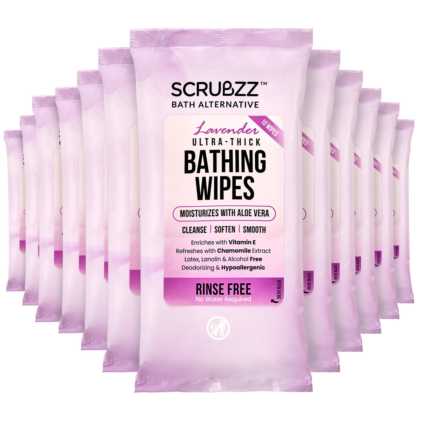 Scrubzz Ultra Thick Bathing Wipes for Adults - 8 Pack