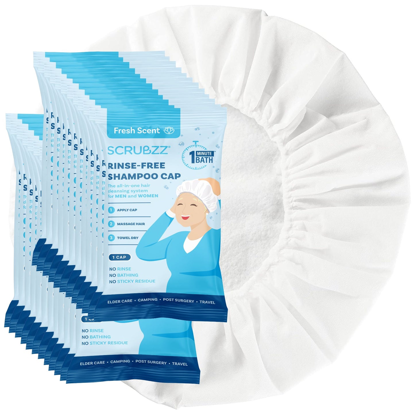 Scrubzz Ultra Thick Bathing Wipes for Adults - 8 Pack