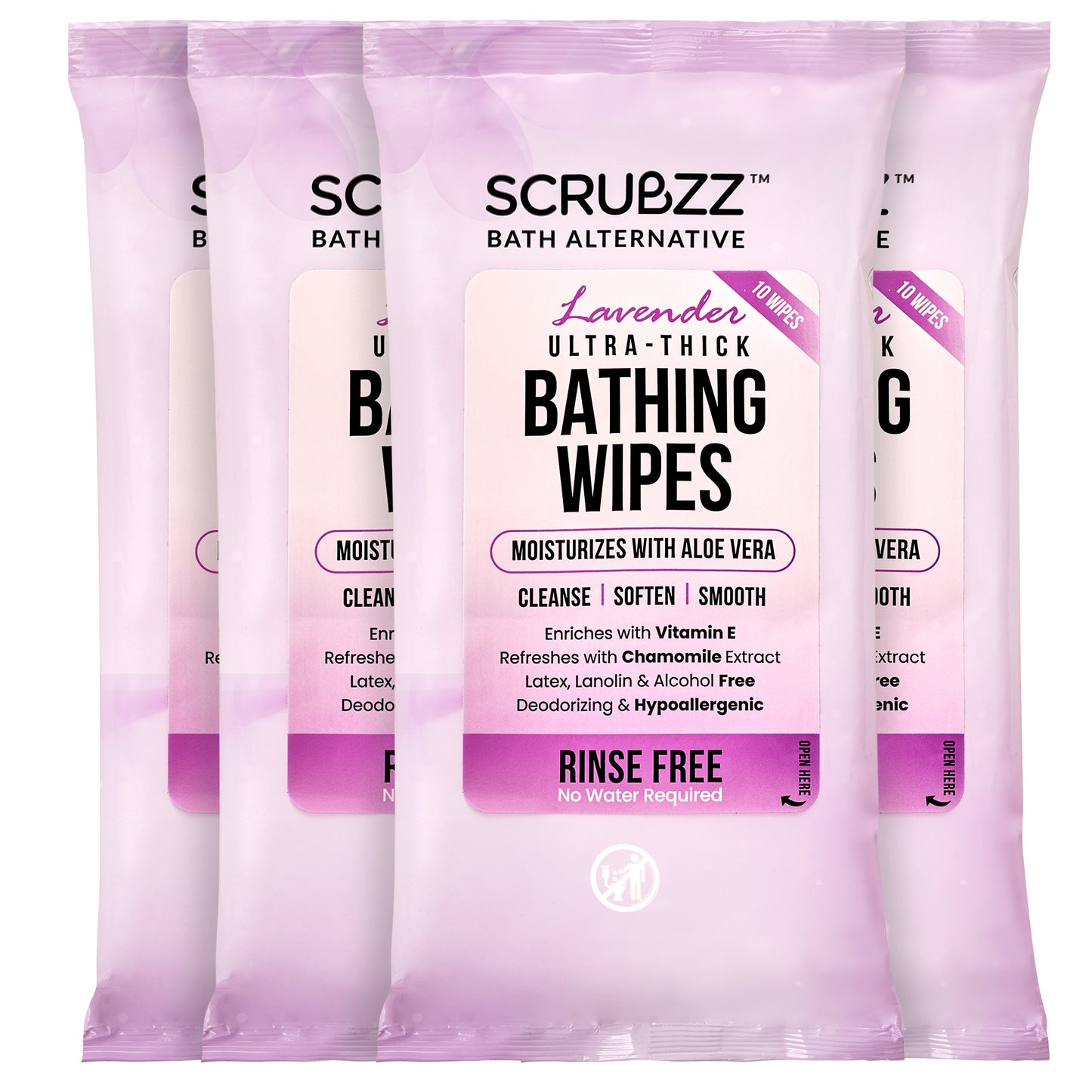 Scrubzz Ultra Thick Bathing Wipes for Adults - 8 Pack