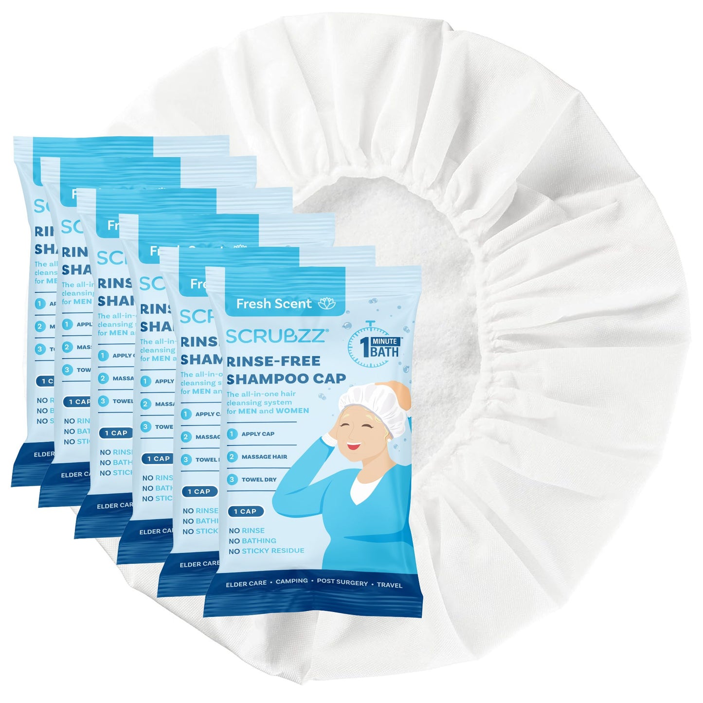 Scrubzz Ultra Thick Bathing Wipes for Adults - 8 Pack