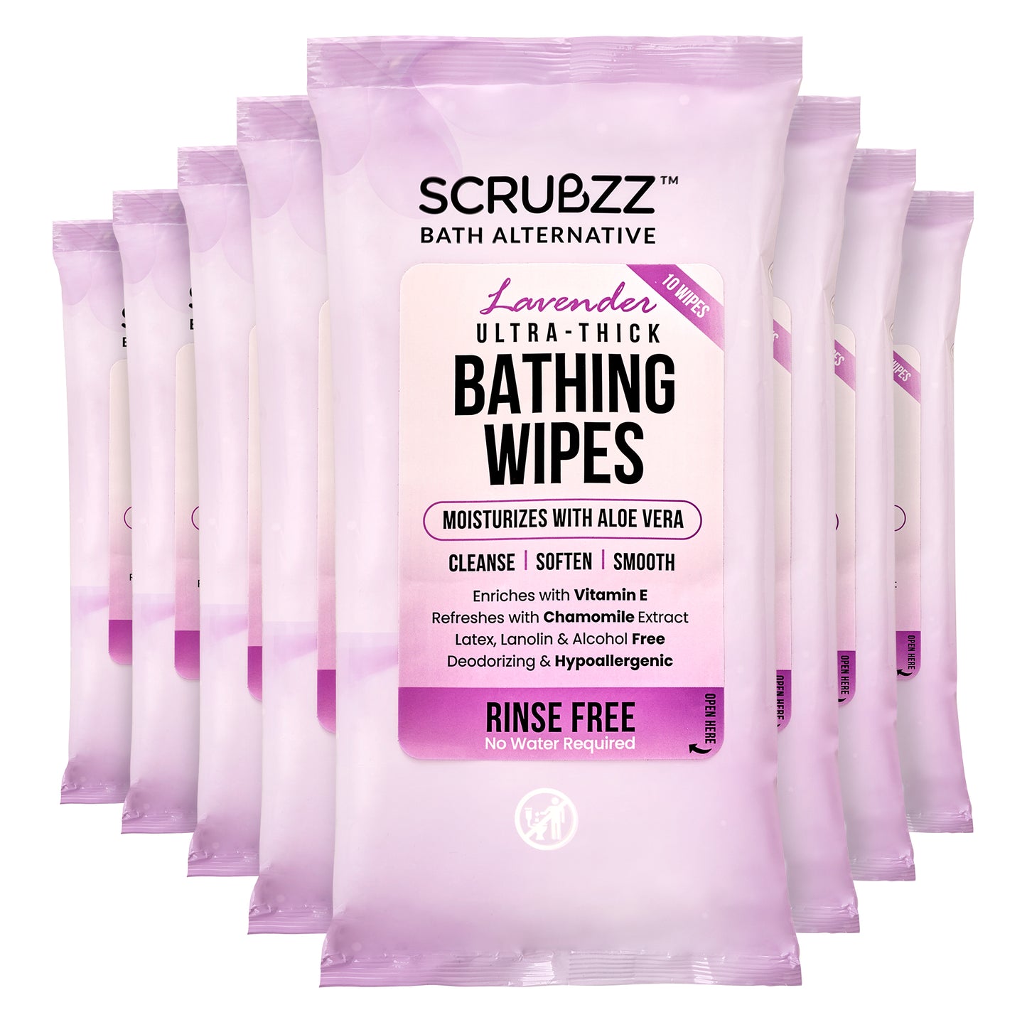 Scrubzz Ultra Thick Bathing Wipes for Adults - 8 Pack