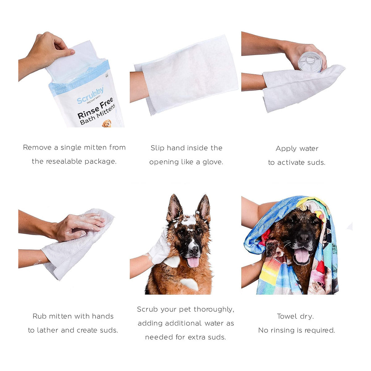 Rinse Free Shampoo Mittens for Pets