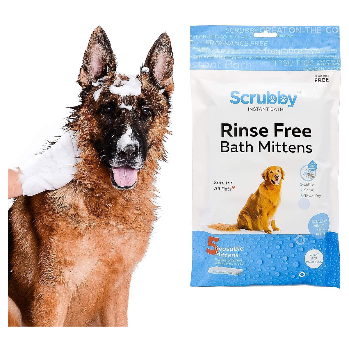 Rinse Free Shampoo Mittens for Pets