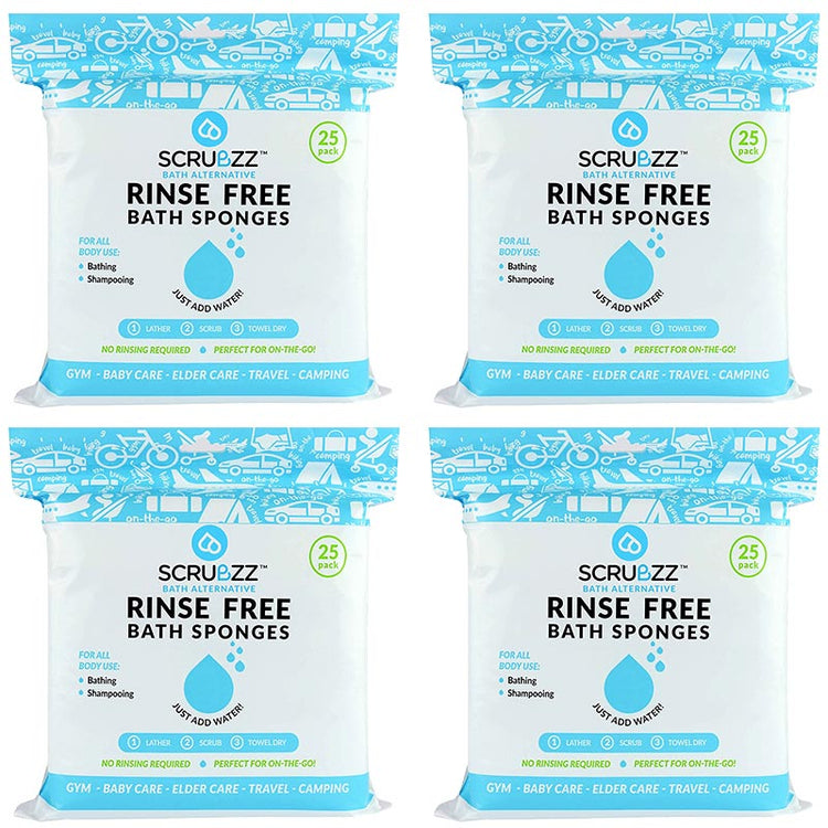4 PACKS Scrubzz RinseFree Sponge Bath