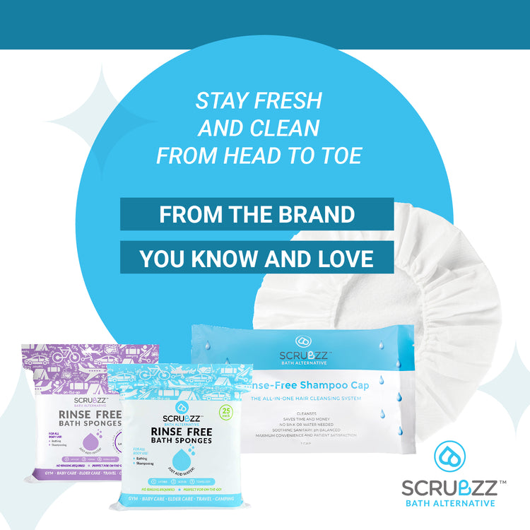 Scrubzz Rinse Free Bath Sponge No Rinse Bathing Wipes Lavender Scent